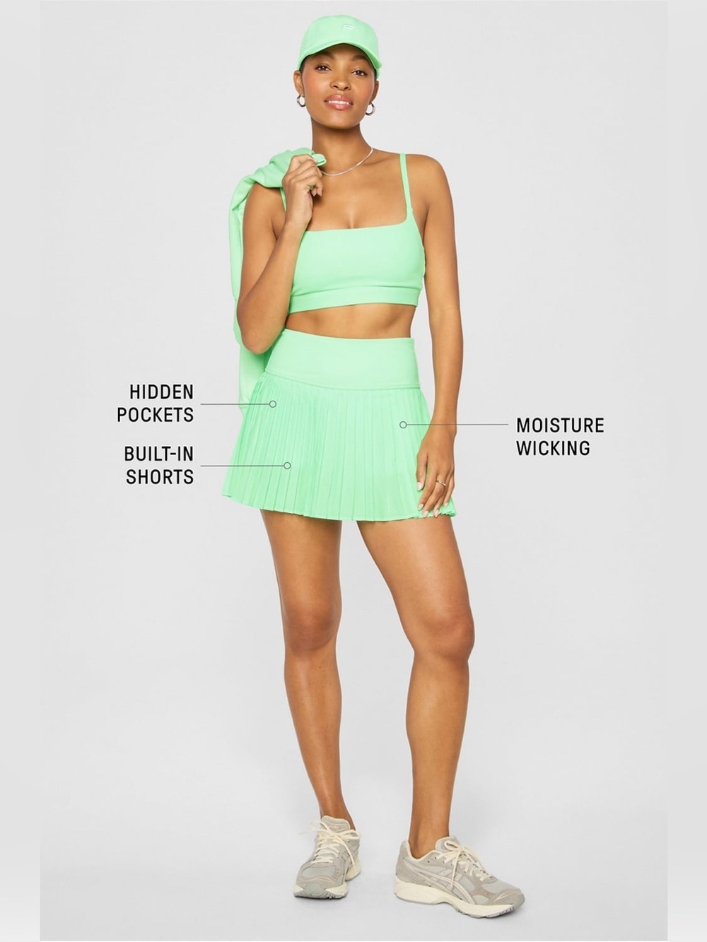 Fabletics Hot Shot Pleated Skirt Sugared Lime M